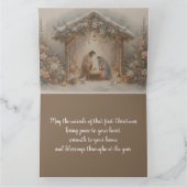 Carte Scène de Nativité Rustique avec Fleurs d'Hiver (Intérieur)