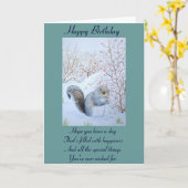 Carte scène de neige d'écureuil gris (Fleur jaune)