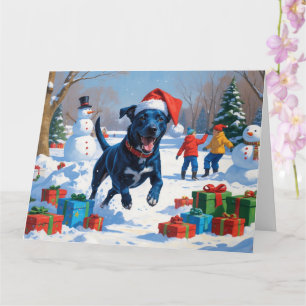 Carte Scène de neige festive de Noël Blue Heeler