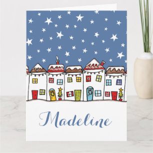 Carte Scène de neige personnalisée dans la rue de Noël