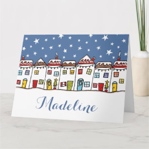 Carte Scène de neige personnalisée dans la rue de Noël
