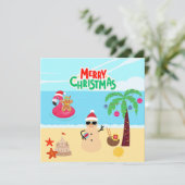 Carte Scène de Noël à la plage (Debout devant)