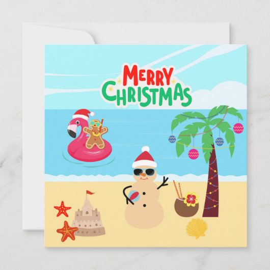 Carte Scène de Noël à la plage (Devant)