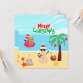 Carte Scène de Noël de plage (Devant/Arrière en situation)