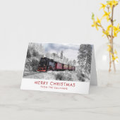 Carte Scène de Noël d'hiver du train vintage (Fleur jaune)