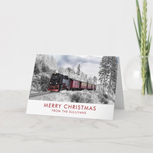 Carte Scène de Noël d'hiver du train vintage (Devant)