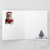 Carte Scène de Noël du chat et du village (Intérieur)