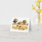 Carte Scène de pays avec vaches et eau vierge salutation (Fleur jaune)