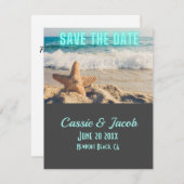 Carte Scène de plage Enregistrer la date Code QR Faire-p (Devant / Derrière)