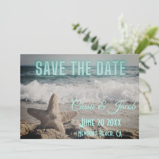 Carte Scène de plage moderne Save the Date (Debout devant)
