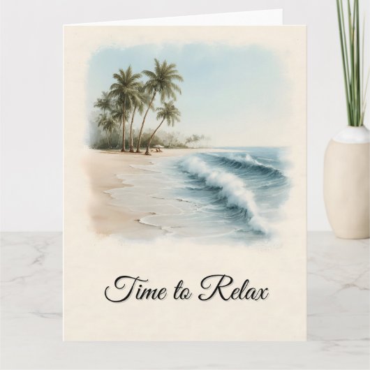 Carte Scène de plage tropicale à l'aquarelle (Devant)
