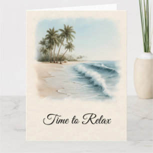 Carte Scène de plage tropicale à l'aquarelle