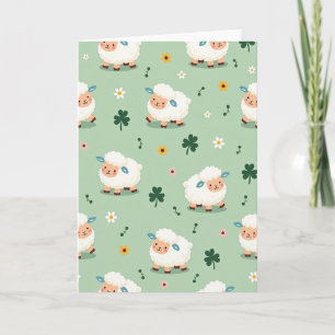 Carte Scène de Printemps avec de Moutons Mignons