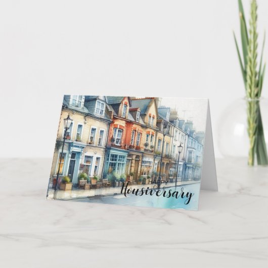 Carte Scène de rue avec des briques rouges - Joyeux anni (Devant)