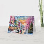 Carte Scène de rue hivernale cosy, art moderne (Devant)