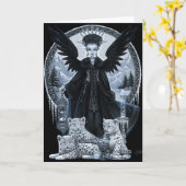 Carte Scène de temps hivernal de l'ange de la panthère d (Fleur jaune)