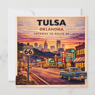 Carte Scène de voyage vintage sur la route 66 à Tulsa Ok