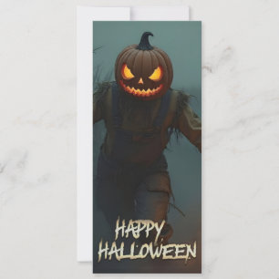 Carte Scène d'Halloween avec une tête de citrouille effr