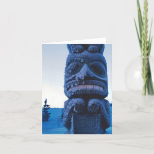 Carte Scène d'hiver Totempole sculptée de l'Alaska pliée