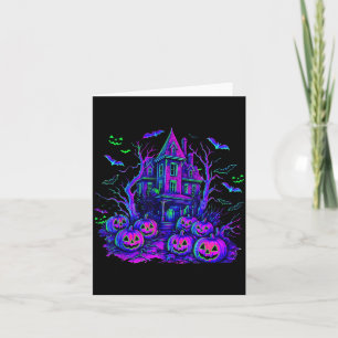 Carte Scène effrayante Halloween vintage citrouille rétr