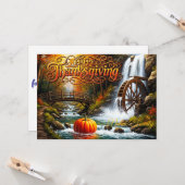 Carte Scène forestière de Thanksgiving heureuse (Devant/Arrière en situation)