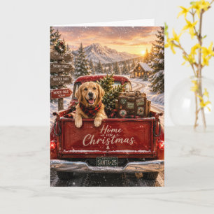 Carte Scène hivernale de voyage en voiture pour Noël ave