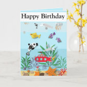 Carte Scène sous-marine colorée modifiable  (Fleur jaune)