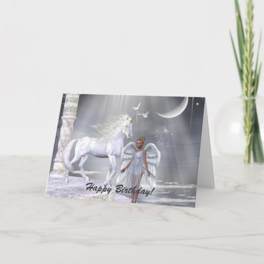 Carte Scène Unicorne d'ange céleste (Devant)