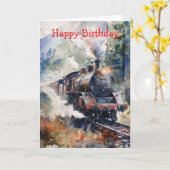 Carte Scenic Landscape with Train (Fleur jaune)