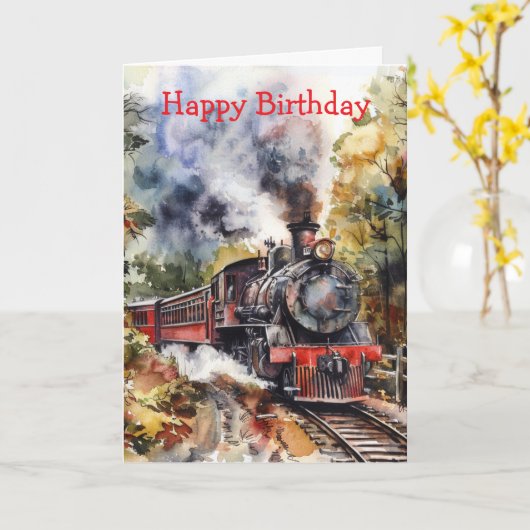 Carte Scenic Landscape with Train (Fleur jaune)