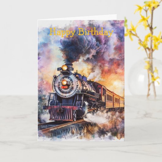 Carte Scenic Landscape with Train (Fleur jaune)