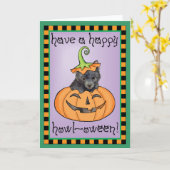 Carte Schipperke Halloween (Fleur jaune)