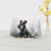 Carte Schnauzer aquarelle (Fleur jaune)