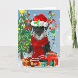 Carte Schnauzer Chien à Noël de neige