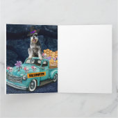 Carte Schnauzer Chien Halloween Camion Effrayant nuit (Intérieur)