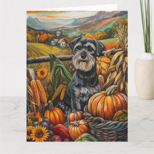 Carte Schnauzer Chien Moisson d'automne Thanksgiving