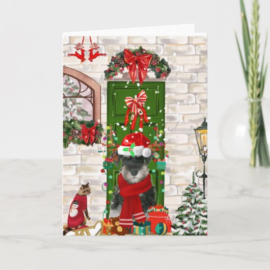 Carte Schnauzer Chien Noël (Devant)