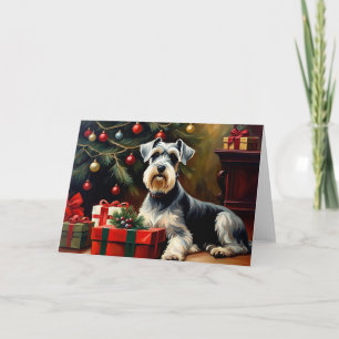 Carte Schnauzer Chien Noël