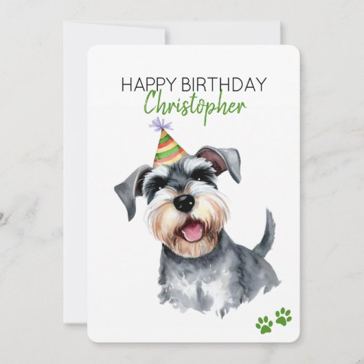 Carte Schnauzer Chien Personnalisé Joyeux Appartement d' (Devant)