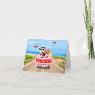 Carte Schnauzer Chien Saint Valentin Coeurs de camion