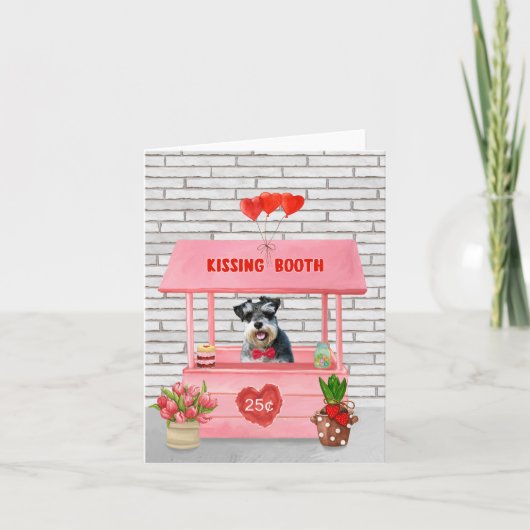 Carte Schnauzer Chien Valentine's Day Kissing Booth (Devant)