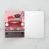 Carte Schnauzer Chien Voiture avec coeurs Saint-Valentin (Intérieur)