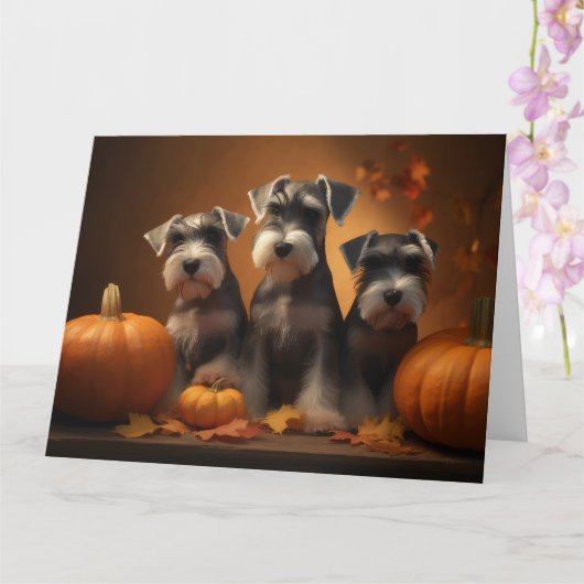 Carte Schnauzer chiot Automne Delight Pumpkin (Orchidée)