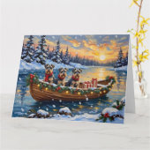 Carte Schnauzer Christmas Boat Holiday (Fleur jaune)