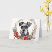Carte Schnauzer Christmas Wreath Festive Pup (Fleur jaune)