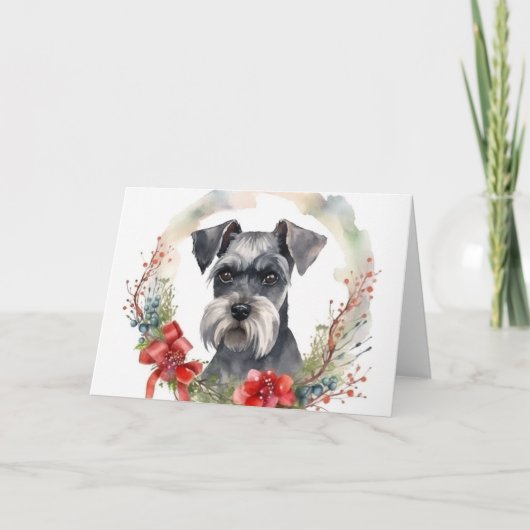 Carte Schnauzer Christmas Wreath Festive Pup (Devant)