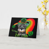 Carte Schnauzer de jour de St Patricks mini (Fleur jaune)