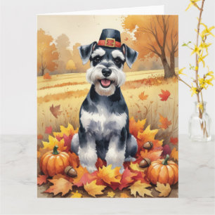 Carte Schnauzer En Automne Laisse L'Art Thanksgiving