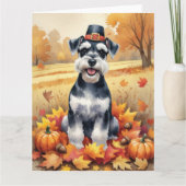 Carte Schnauzer En Automne Laisse L'Art Thanksgiving (Devant)