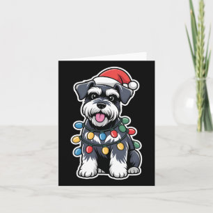 Carte Schnauzer Enveloppé Dans Les Lumières De Noël